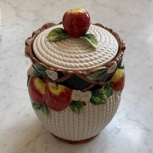 Fitz And Floyd Retired Mediterranean Majolica Fruits Canister  approx. 9”x6”